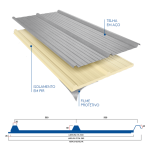 Isotelha Trapezoidal Térmica Sanduíche Cinza Claro com Forro Branco Neve – núcleo em PIR 30 mm