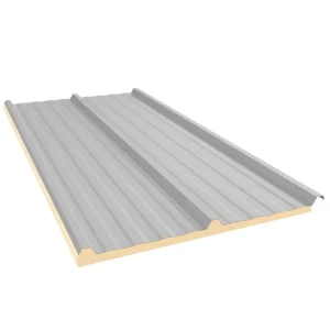 Isotelha Trapezoidal Térmica Sanduíche Cinza Claro com Forro Branco Neve - núcleo em PIR 30 mm