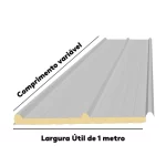 Isotelha Trapezoidal Térmica Sanduíche Cinza Claro com Forro Branco Neve – núcleo em PIR 30 mm
