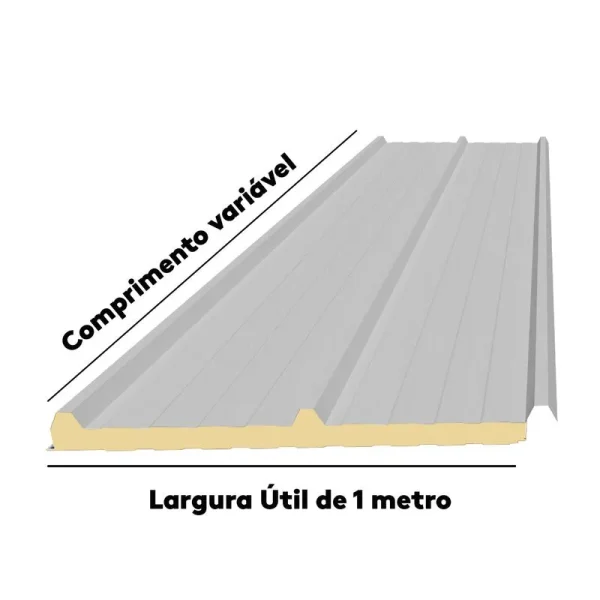 Isotelha Trapezoidal Térmica Sanduíche Cinza Claro com Forro Branco Neve – núcleo em PIR 30 mm
