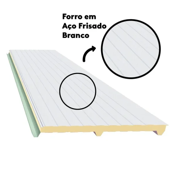 Telha Trapezoidal Confort Térmica Semi-Sanduíche Galvalume – núcleo em PIR 30 mm