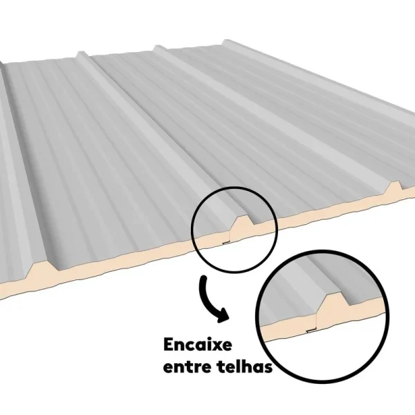 Telha Trapezoidal Confort Térmica Semi-Sanduíche Galvalume – núcleo em PIR 30 mm